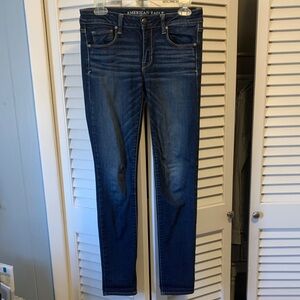 American Eagle Outfitters Women's Dark Blue Super Stretch Skinny Jeans